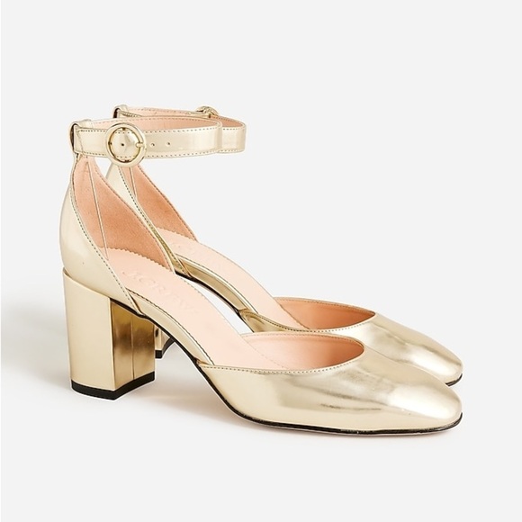 J Crew Maisie ankle-strap heels in metallic BV803
